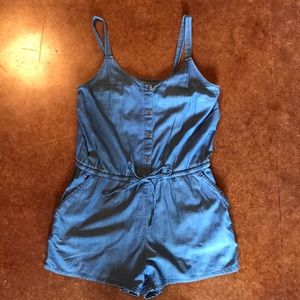 Denim tank romper